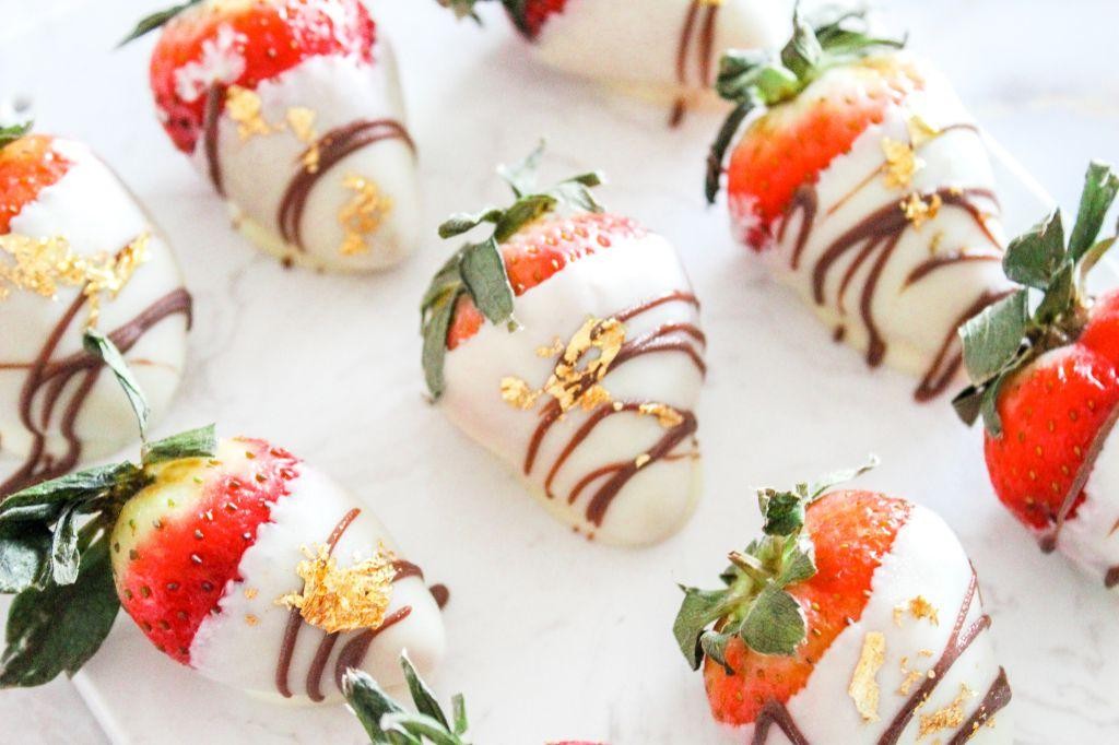 Chocolate Covered Strawberries with Gold Leaf