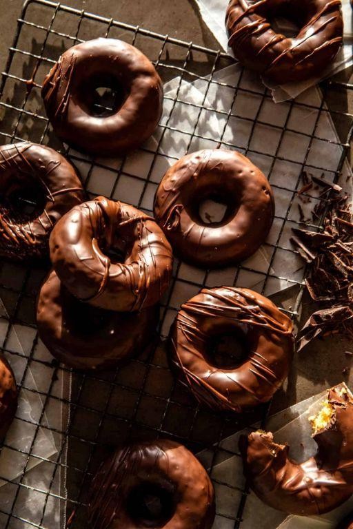 Chocolate Frosted Baked Donuts