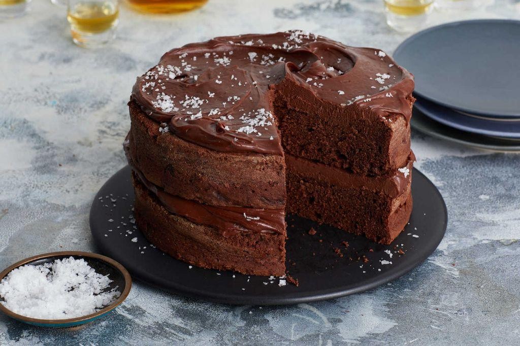 Chocolate Mud Cake with Salted Dark Chocolate Ganache