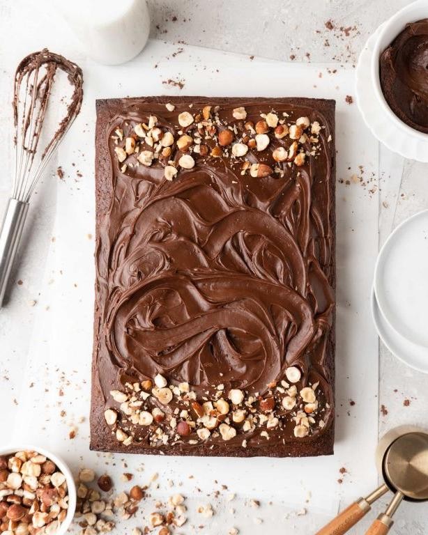 Chocolate Sheet Cake with Nutella Frosting