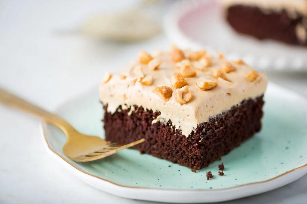 Chocolate Sheet Cake with Peanut Butter Frosting