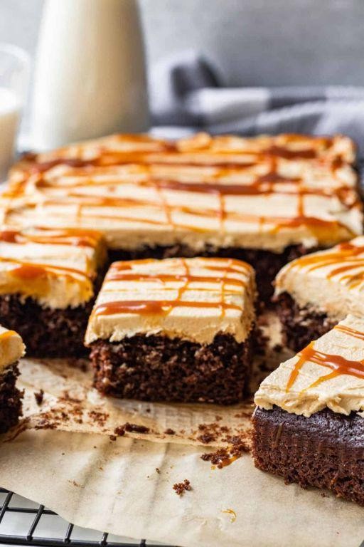 Chocolate Sheet Cake with Salted Caramel Frosting
