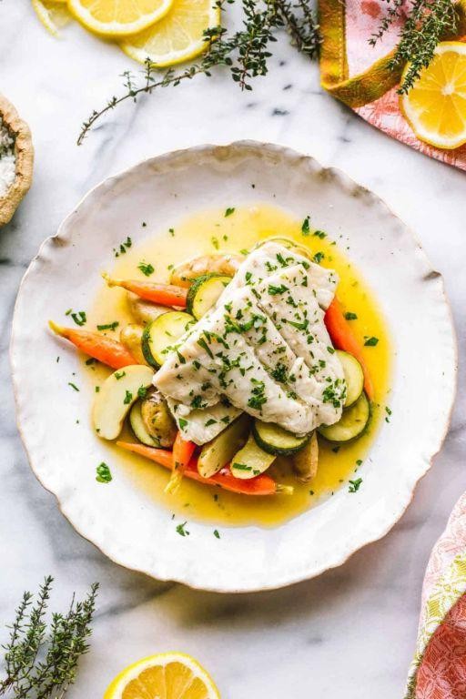 Classic Poached Cod with Lemon Butter Sauce