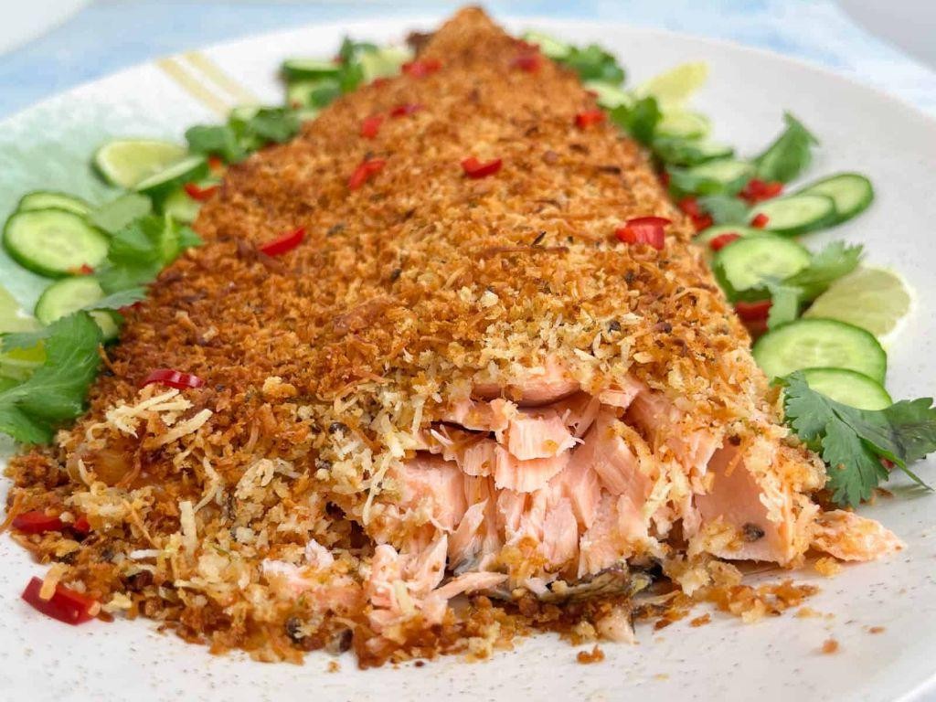 Coconut Crusted Salmon Steak