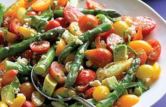 Cold Asparagus Salad with Cherry Tomatoes and Basil