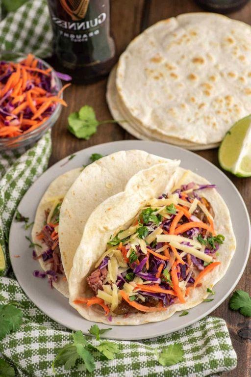 Corned Beef Brisket Tacos with Spicy Slaw