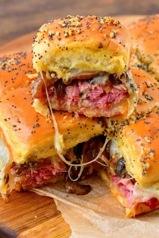 Corned Beef Brisket and Swiss Cheese Sliders