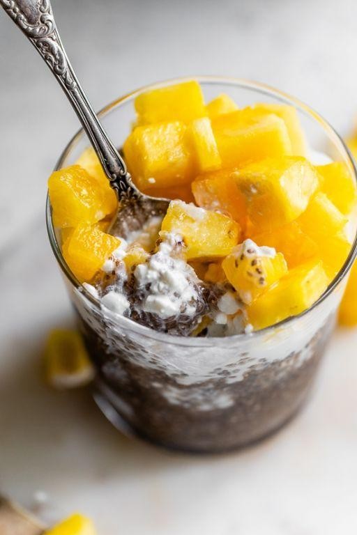Cottage Cheese with Pineapple and Chia Seeds