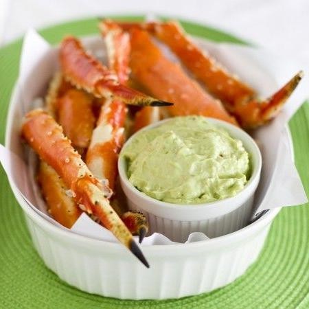 Crab Legs with Avocado Cream Sauce