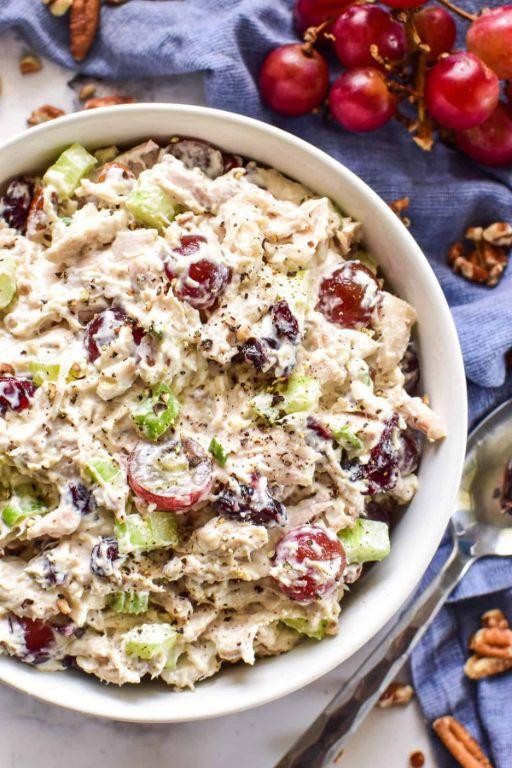 Cranberry Chicken Salad with Grapes and Sesame Seeds