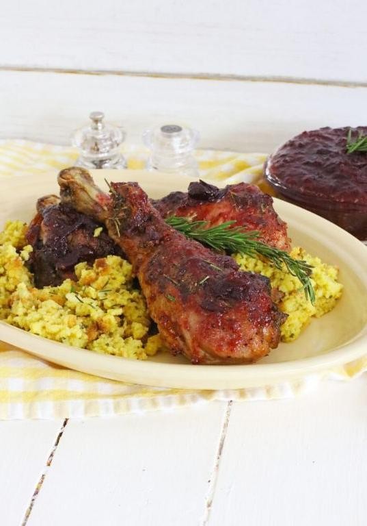 Cranberry Glazed Turkey Legs