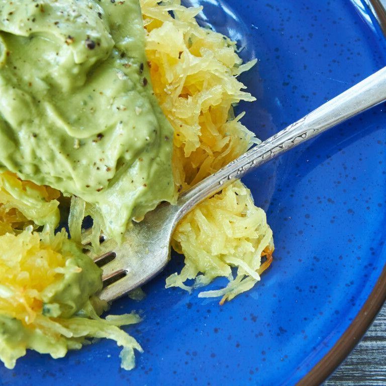 Creamy Avocado Vegan Spaghetti Squash