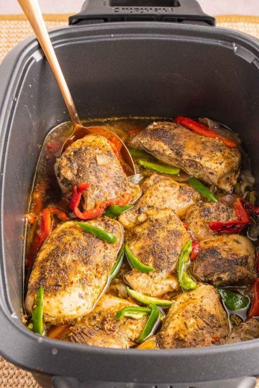 Crock Pot Chicken Legs with Peppers and Onions