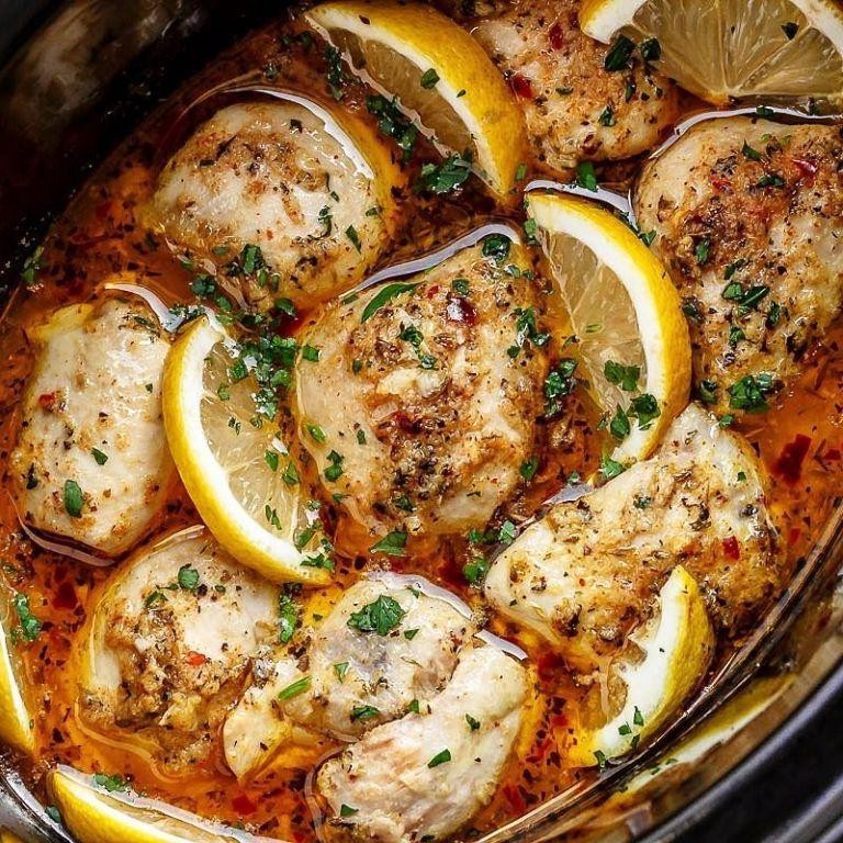 Crock Pot Lemon Garlic Chicken