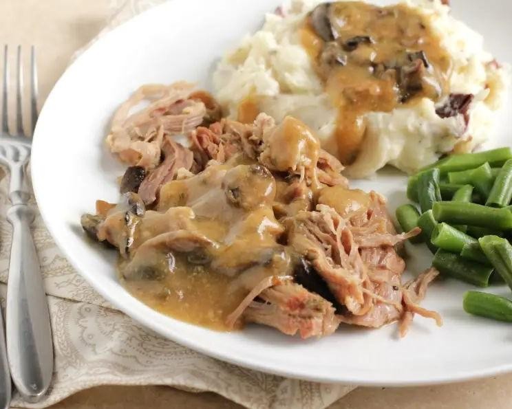 Crock Pot Pork Loin with Creamy Mushroom Sauce