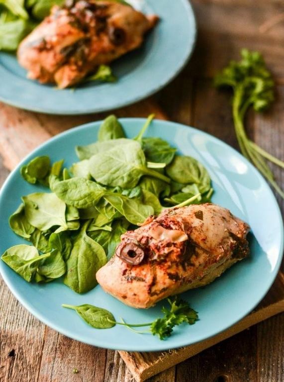 Crock Pot Spinach and Feta Stuffed Chicken