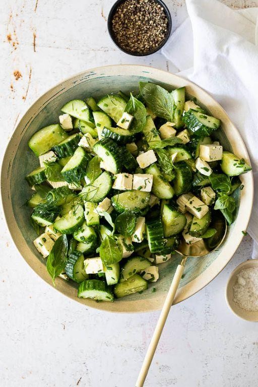 Cucumber and Feta Salad with Lemon Dressing