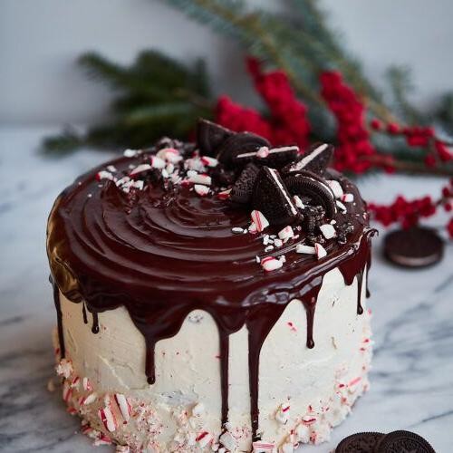 Dark Chocolate Peppermint Crunch Cake