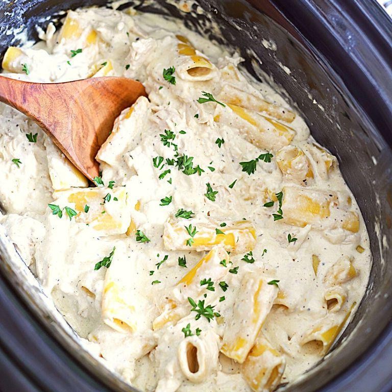 Decadent Crockpot Chicken Alfredo Soup