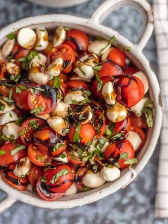 Diced Tomatoes and Mozzarella Salad