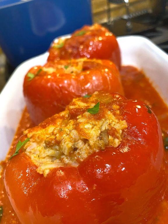 Diced Tomatoes and Rice Stuffed Peppers