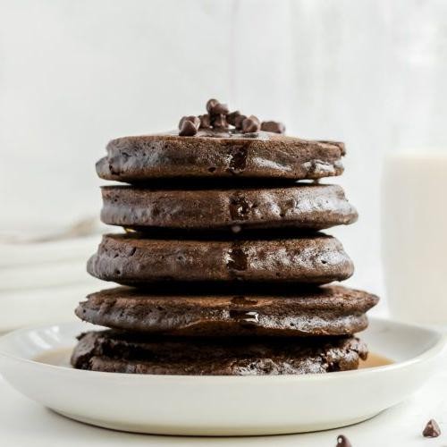 Double Chocolate Oat Flour Pancakes