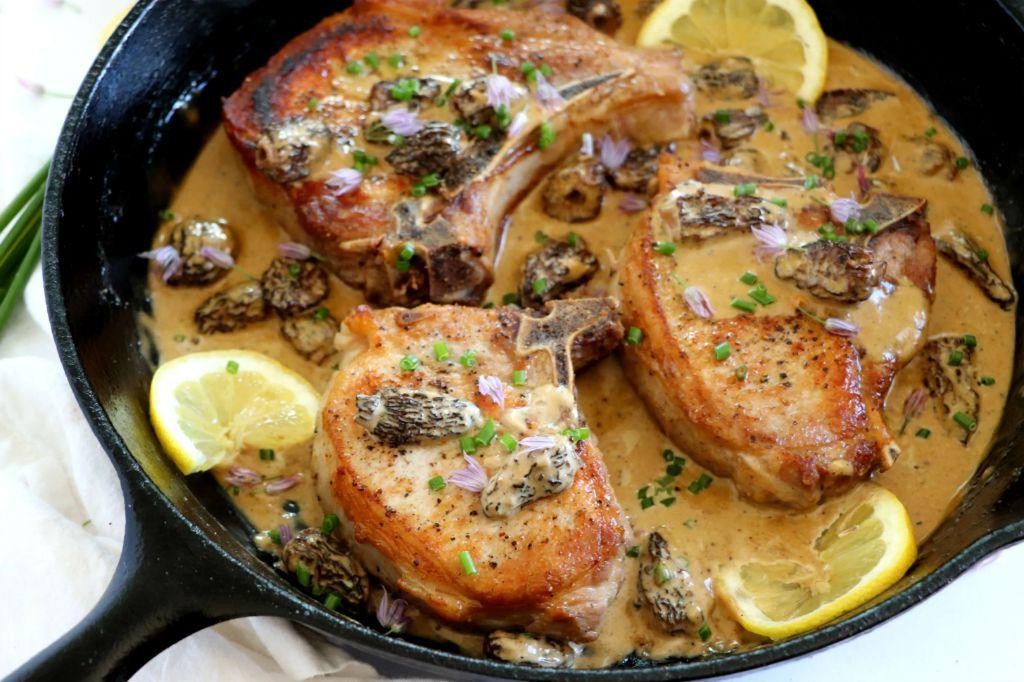 Dried Morel Mushroom Stuffed Pork Chops
