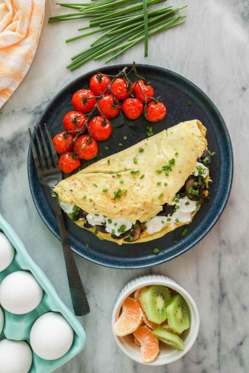 Dried Morel Mushroom and Goat Cheese Omelette