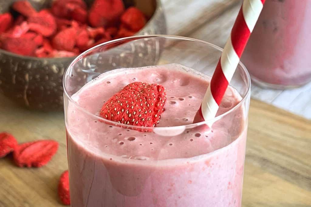 Freeze Dried Strawberries Protein Shake