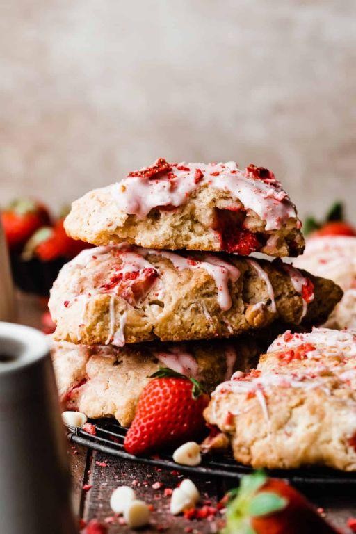 Freeze Dried Strawberries Scones