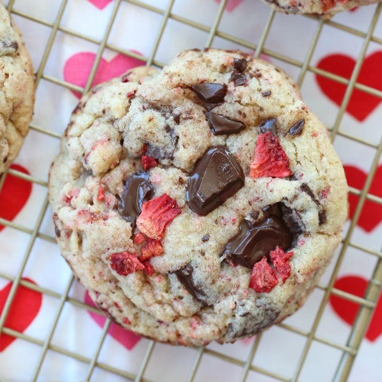 Freeze Dried Strawberries and Chocolate Chip Cookies