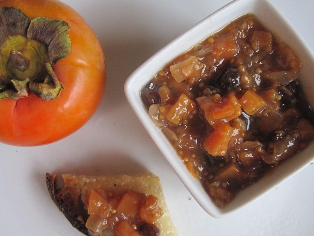 Fuyu Persimmon Chutney with Ginger and Garlic