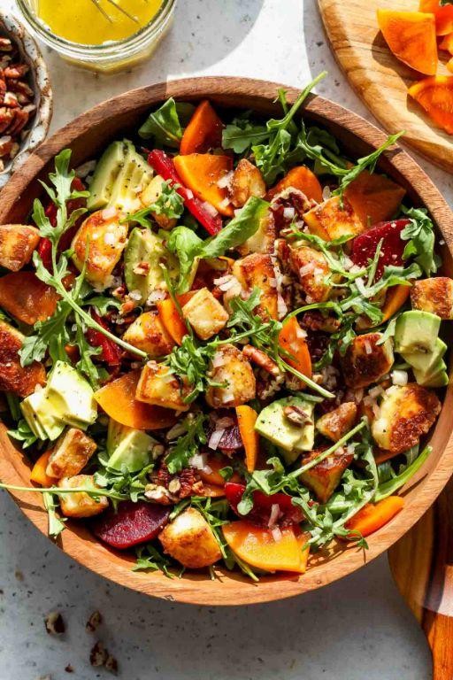 Fuyu Persimmon Salad with Arugula and Goat Cheese