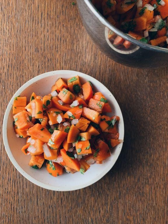 Fuyu Persimmon Salsa with Lime and Cilantro