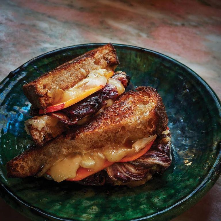 Fuyu Persimmon and Almond Butter Sandwich
