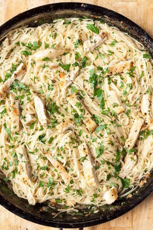 Garlic Butter Chicken Scampi with Angel Hair Pasta