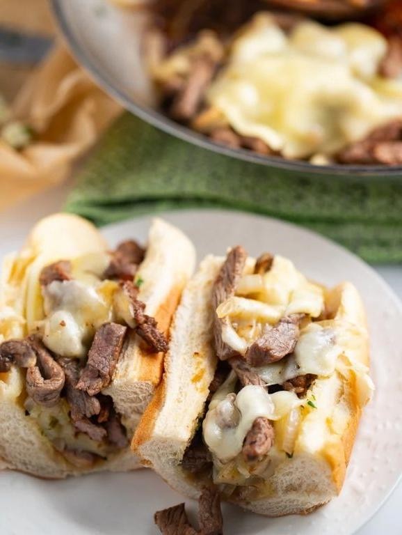 Garlic Butter Shaved Beef Sandwich
