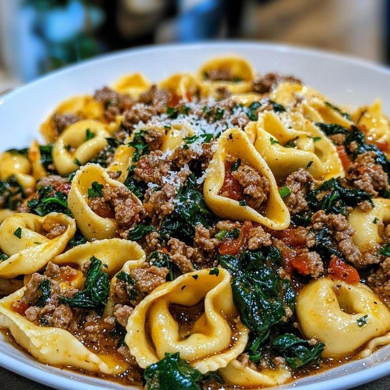 Garlic Butter Tortellini with Ground Beef