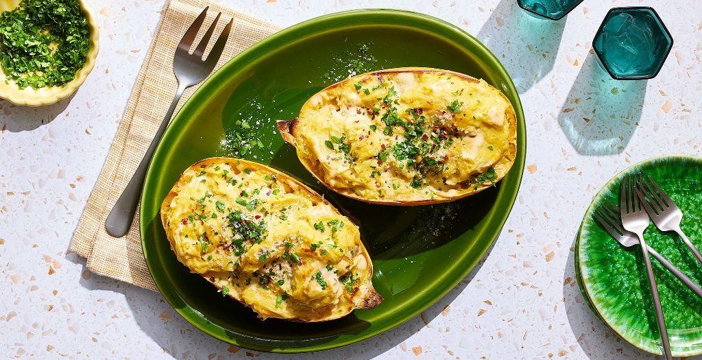 Garlic Roasted Vegan Spaghetti Squash