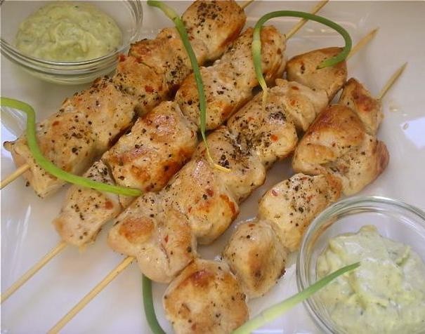 Garlic Scape and Chicken Skewers
