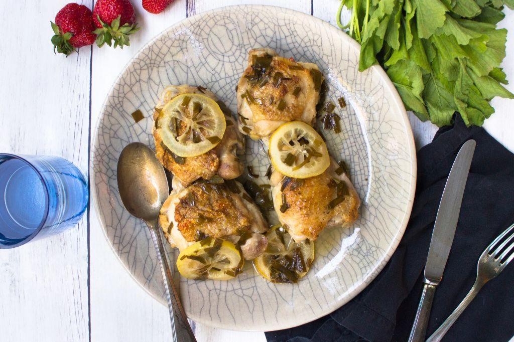 Garlic Scape and Lemon Roasted Chicken