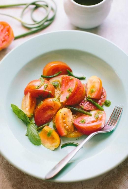 Garlic Scape and Tomato Salad