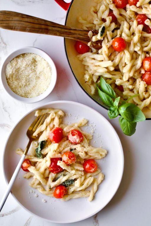 Gemelli with Peas, Tomatoes, and Basil