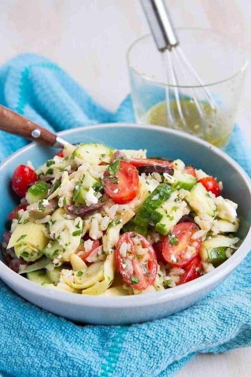Greek Rice Salad with Lemon Herb Dressing