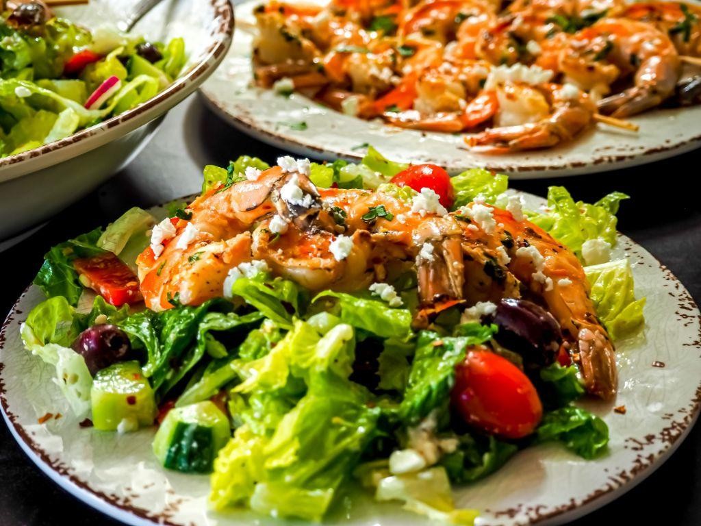 Greek Salad with Grilled Shrimp