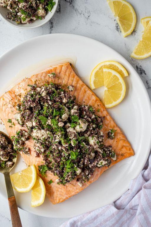 Greek Style Salmon with Olive Tapenade