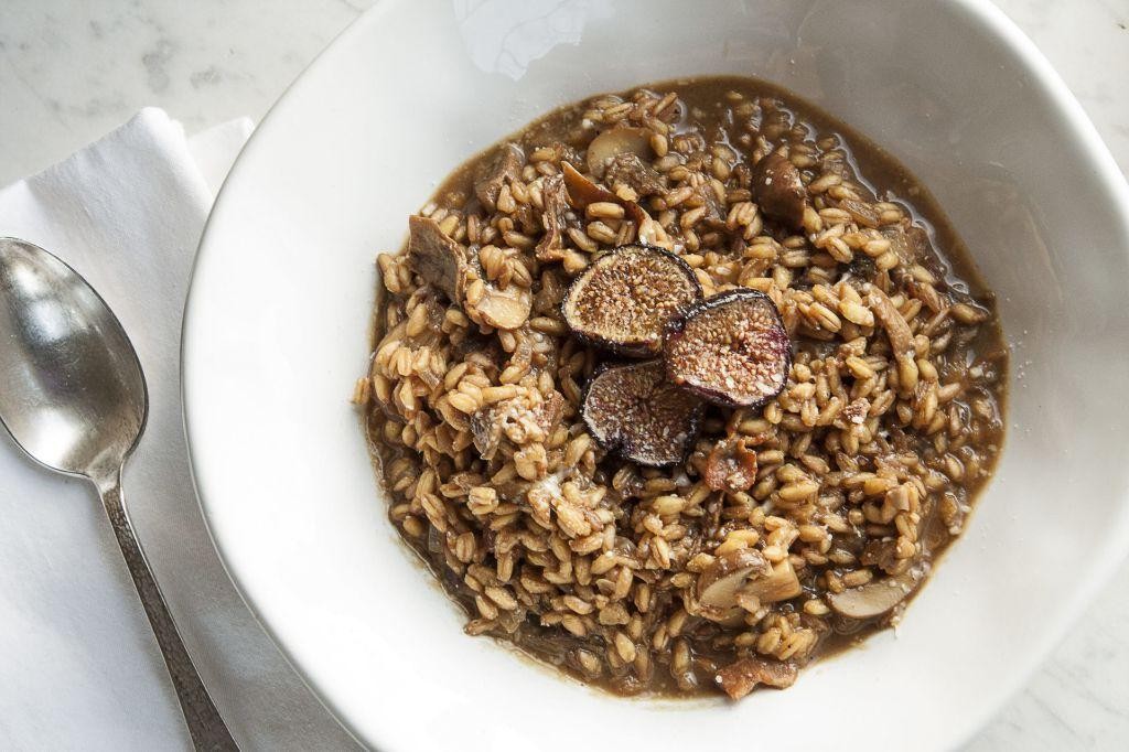 Green Fig and Mushroom Risotto