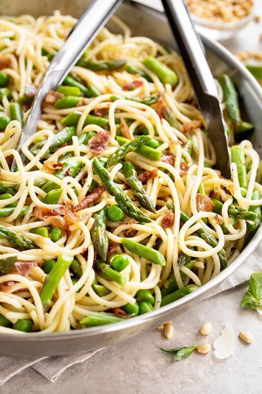 Green Spaghetti with Asparagus and Prosciutto