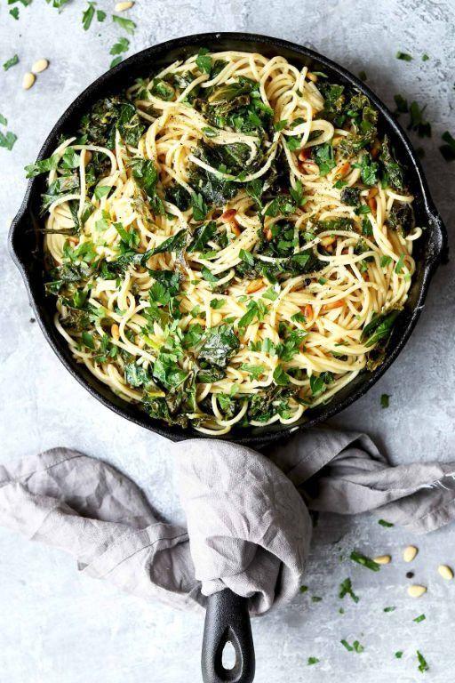 Green Spaghetti with Kale and Lemon Zest