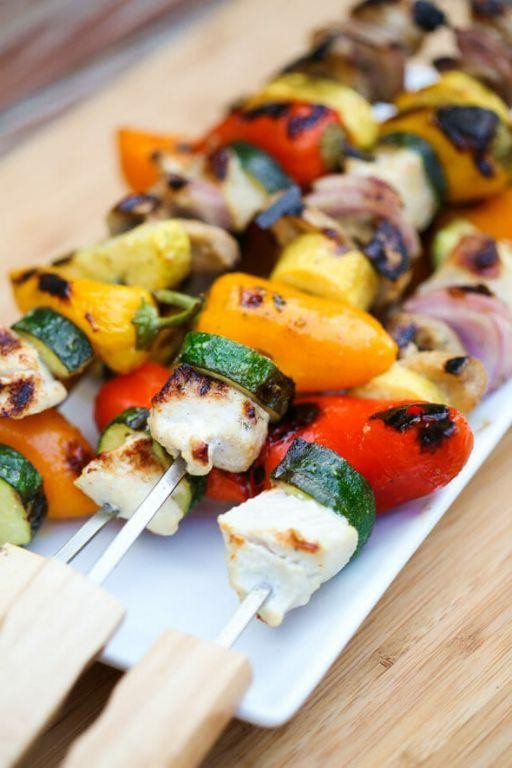 Grilled Chicken Strip and Veggie Skewers